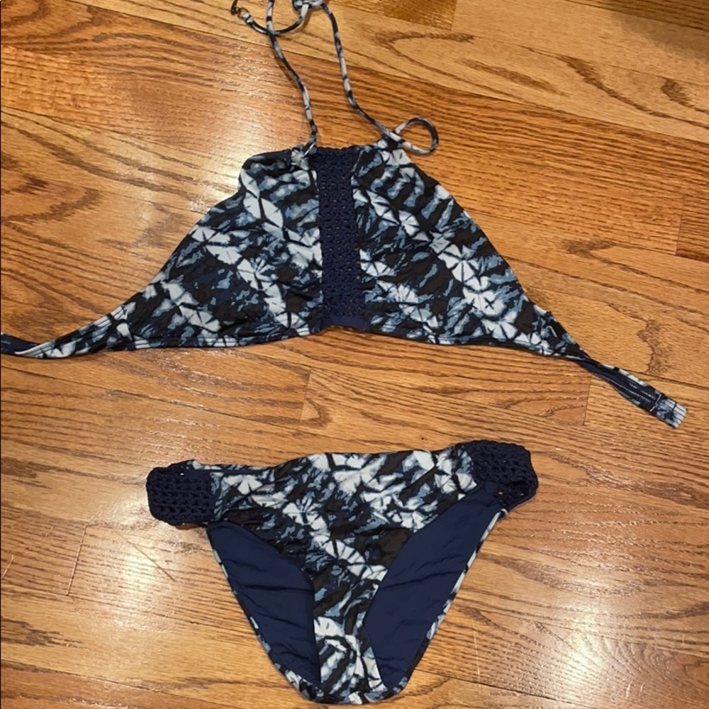 Halter top blue bikini never worn